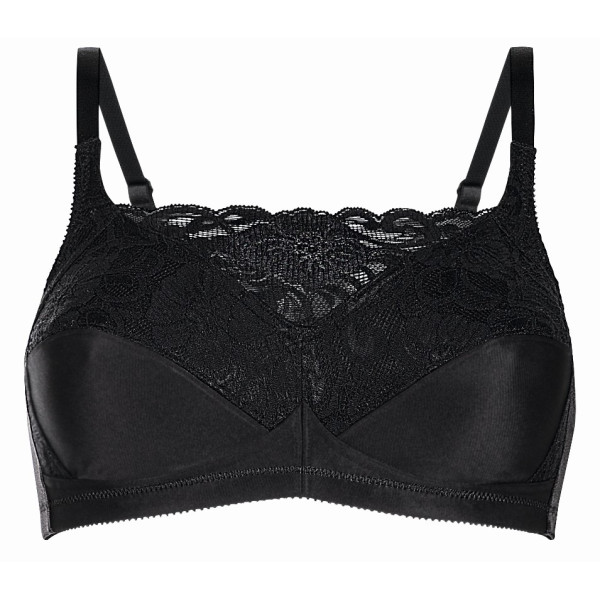 Miękki gorset bez fiszbin z kieszonkami i koronką Amoena Isabel black