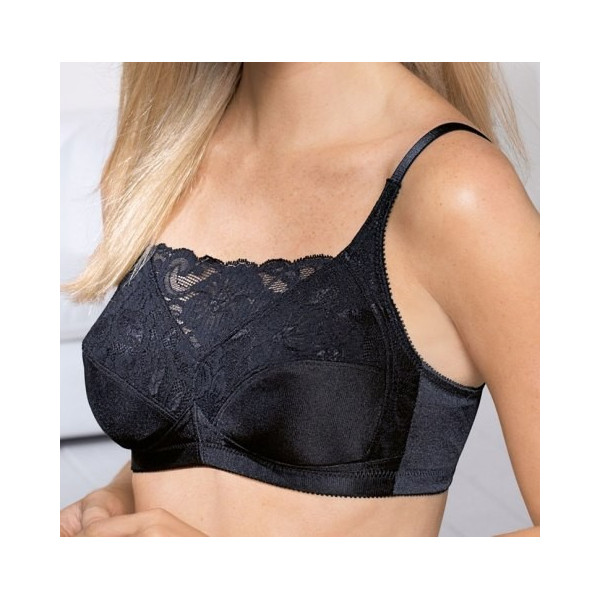 Miękki gorset bez fiszbin z kieszonkami i koronką Amoena Isabel black