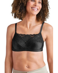 Miękki gorset bez fiszbin z kieszonkami i koronką Amoena Isabel black