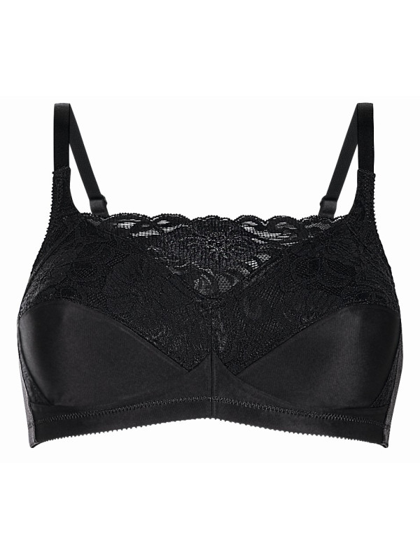 Miękki gorset bez fiszbin z kieszonkami i koronką Amoena Isabel black