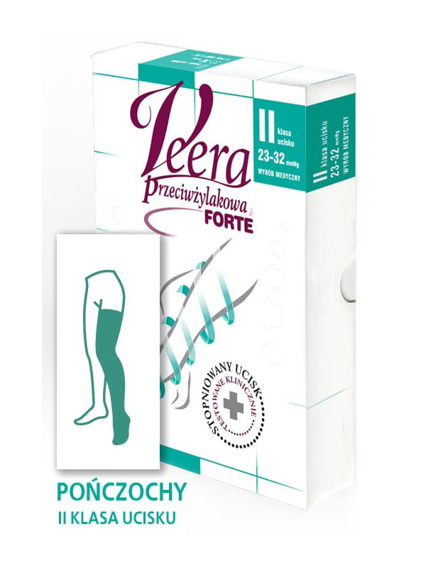 Pończochy Przeciwżylakowe Veera Forte CCL2 Czarne Zamknięte palce II Klasa Ucisku
