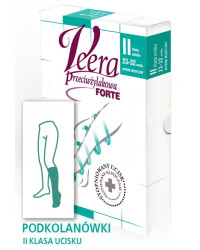 Podkolanówki Przeciwżylakowe Uciskowe Veera Forte CCL2 Czarne Zamknięte palce II Klasa Ucisku