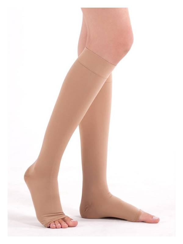 Podkolanówki Przeciwżylakowe Uciskowe Veera Forte CCL2 Karmel Otwarte palce II Klasa Ucisku