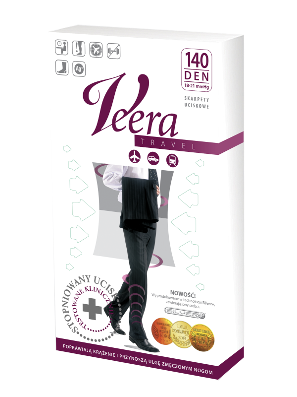 Skarpety przeciwżylakowe Veera MEN 140 den męskie beżowe