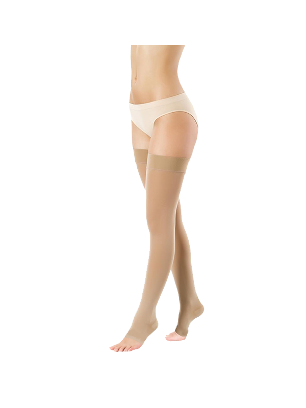 Pończochy Przeciwżylakowe 1 klasa kompresji Otwarte Długie Pani Teresa PT 0406 Beż - Pończochy medyczne uciskowe
