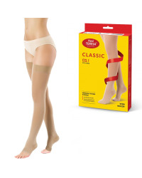 Pończochy Przeciwżylakowe 1 klasa kompresji Otwarte Długie Pani Teresa PT 0406 Beż - Pończochy medyczne uciskowe