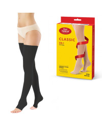 Pończochy Przeciwżylakowe Pani Teresa 1 klasa kompresji Otwarte Długie PT 0406 Czarne - Pończochy medyczne uciskowe