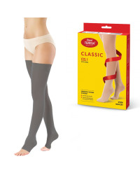 Pończochy Przeciwżylakowe Pani Teresa 1 klasa kompresji Otwarte Długie PT 0406 Grafitowe - Pończochy medyczne uciskowe
