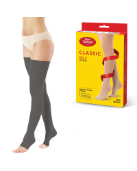 Pończochy Przeciwżylakowe Pani Teresa 2 klasa kompresji Otwarte Długie PT 0403 Grafitowe - Pończochy medyczne uciskowe