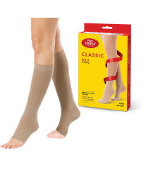 Podkolanówki Przeciwżylakowe 2 klasa kompresji Otwarte Krótkie Pani Teresa PT 0405 Beż - Podkolanówki medyczne uciskowe