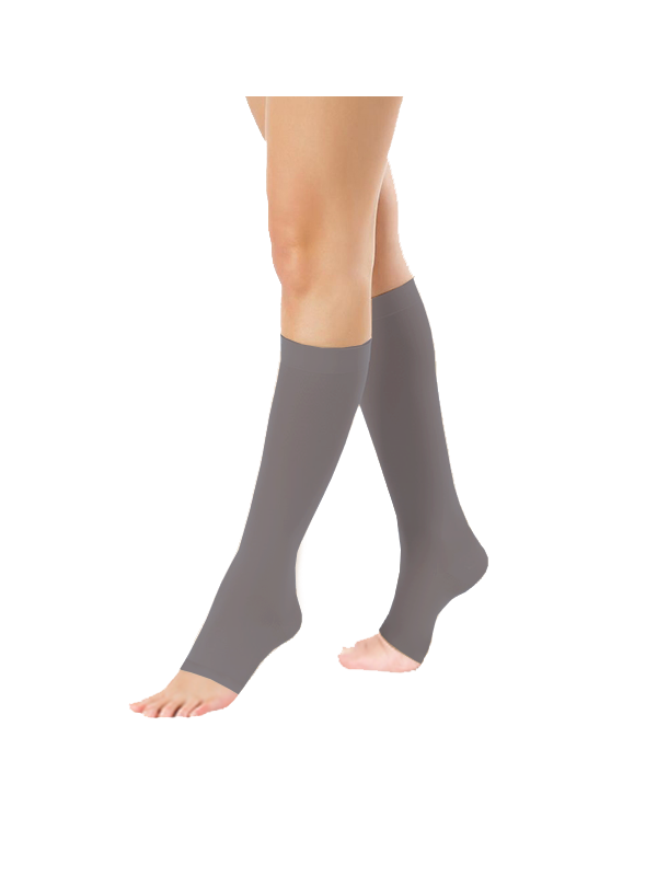 Podkolanówki Przeciwżylakowe Pani Teresa 1 klasa kompresji Otwarte Krótkie PT 0408 Grafitowe - Podkolanówki medyczne uciskowe