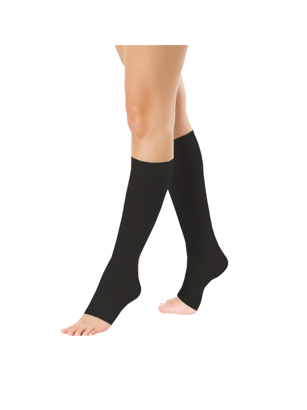 Podkolanówki Przeciwżylakowe Pani Teresa 2 klasa kompresji Otwarte Długie PT 0405 Czarne - Podkolanówki medyczne uciskowe