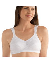 Biustonosz żakardowy bez fiszbin z kieszonkami biały Nora SB 0555N