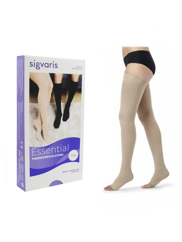 Pończochy Sigvaris Essential Thermoregulating (Cotton) Quadrinova ccl2 długie plus