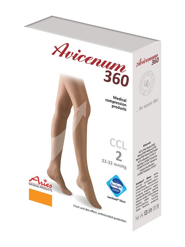 Rajstopy przeciwżylakowe 2 klasa Aries Avicenum 360 DEN czarne