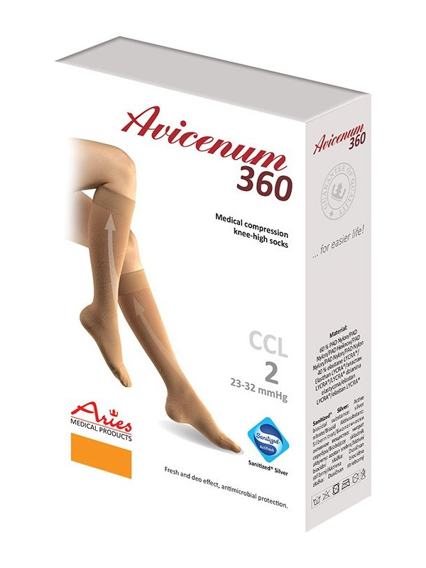 Podkolanówki na żylaki 2 go stopnia Aries Avicenum 360 DEN