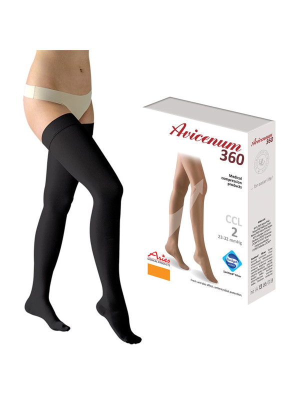 Pończochy uciskowe na żylaki CCL2 Aries Avicenum 360 DEN czarne