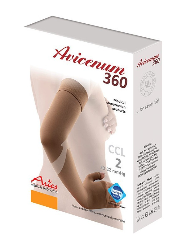 Rękaw uciskowy bez rękawiczki 2 klasa kompresji Aries Avicenum 360