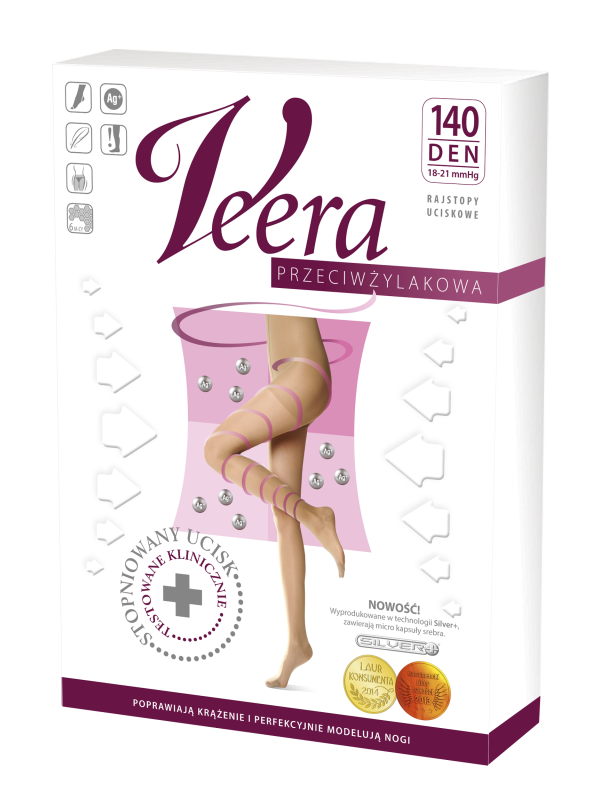 Rajstopy Przeciwżylakowe Veera karmel 140 den I Klasa Ucisku