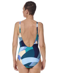 Strój jednoczęściowy na plażę basen z kieszonkami na protezę Amoena Lisbon OP 71752