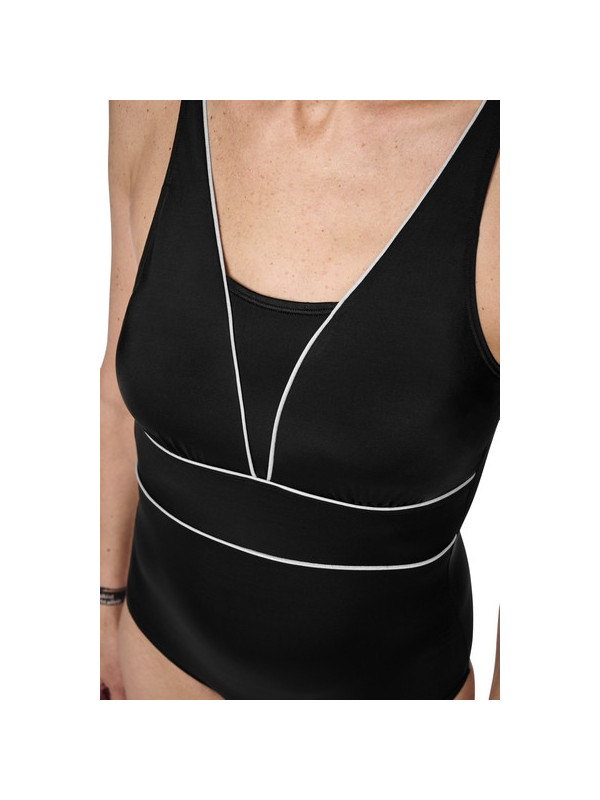 Elegancki czarny gorset kąpielowy do noszenia protezy Amoena Ravello OP 71731