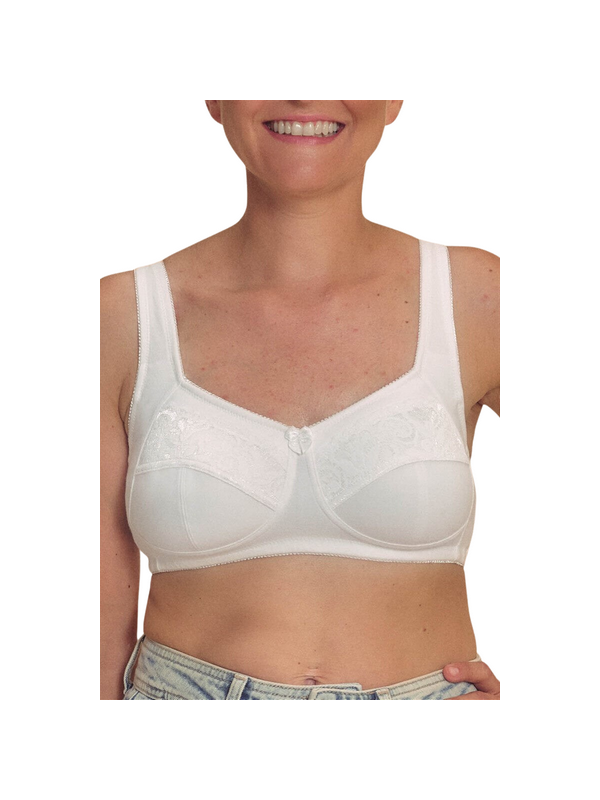 Biustonosz zkieszonkami na protezę po mastektomii Amoena Katja sb 45116 white
