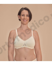 Kremowy gorset protetyczny z koronką dla amazonek Amoena Floria sbp 45122