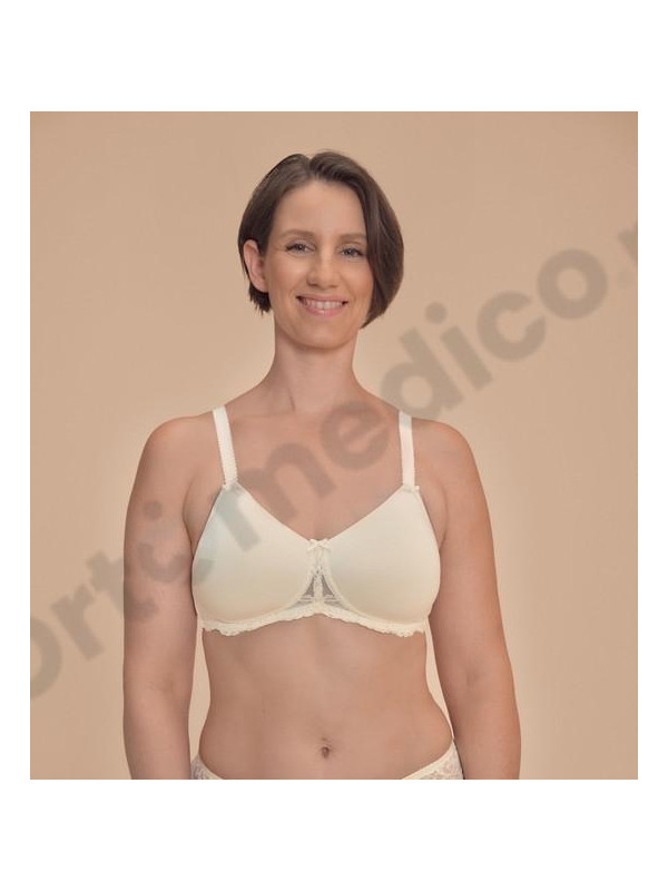 Kremowy gorset protetyczny z koronką dla amazonek Amoena Floria sbp 45122