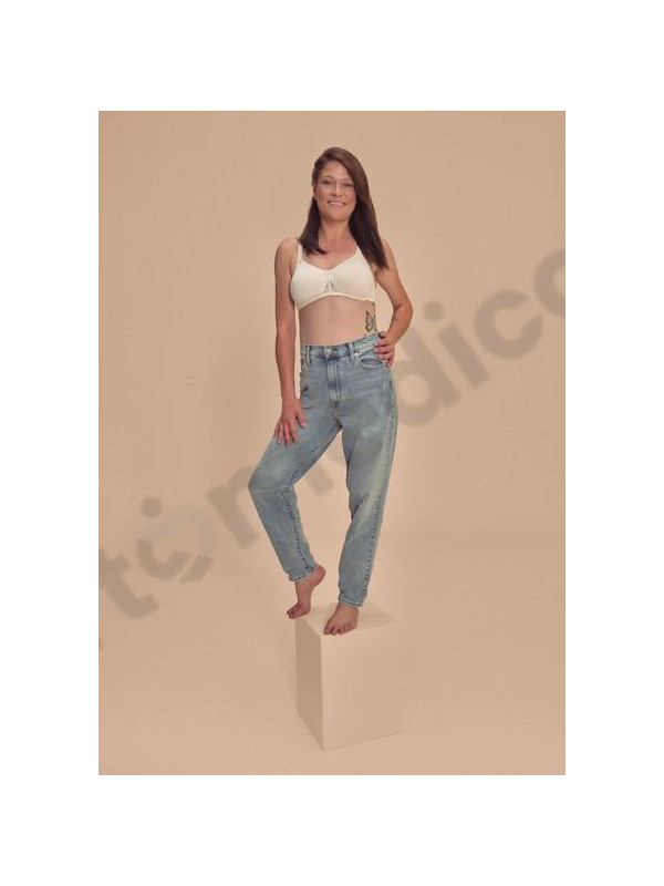 Kremowy gorset protetyczny z koronką dla amazonek Amoena Floria sbp 45122