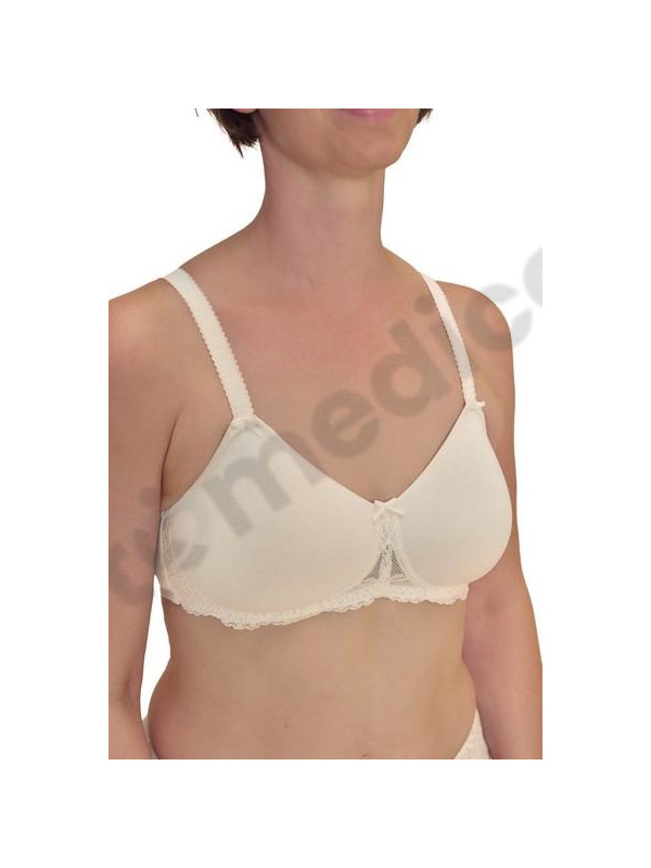 Kremowy gorset protetyczny z koronką dla amazonek Amoena Floria sbp 45122