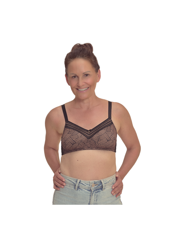 Biustonosz bez fiszbin dla amazonek do protez Brooke sb 45125 black/café