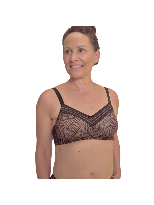 Biustonosz bez fiszbin dla amazonek do protez Brooke sb 45125 black/café