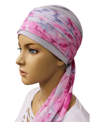 Turban po chemioterapii z miękkiej tkaniny na lato Lidia Krystyna