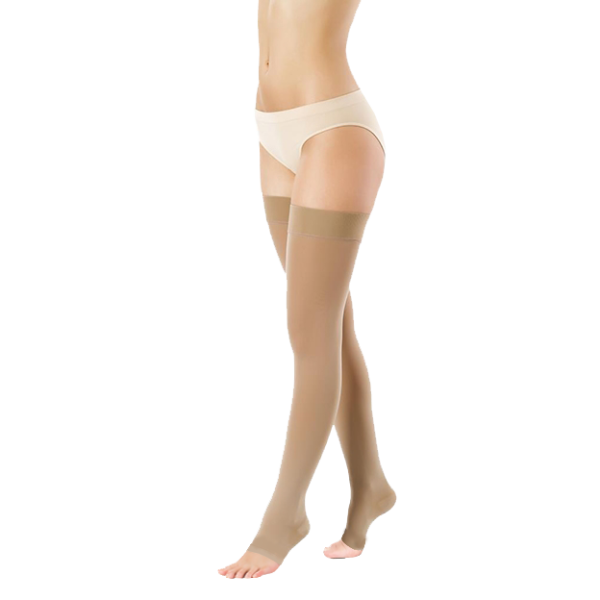 Pończochy Przeciwżylakowe Pani Teresa 2 klasa kompresji Otwarte Krótkie PT 0403 Beż - Pończochy medyczne uciskowe