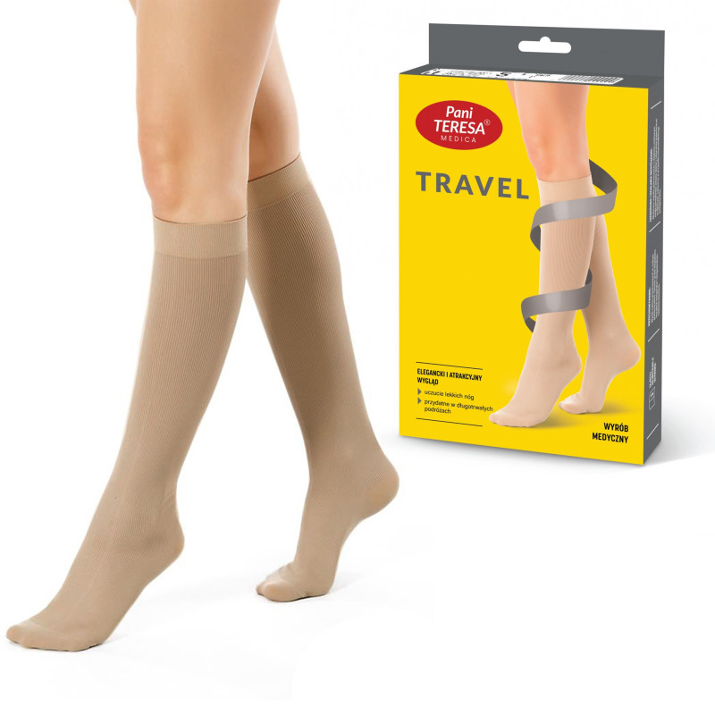 Skarpety podróżne Travel Socks Damskie Pani Teresa PT 0419 Beżowe