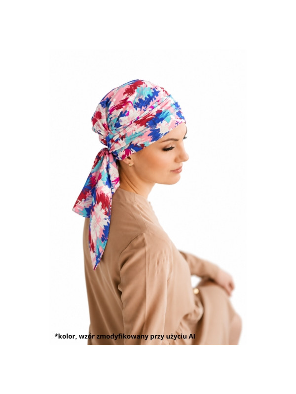 Kolorowa wiązana chusta turban na głowę Lidia Cara vc/31