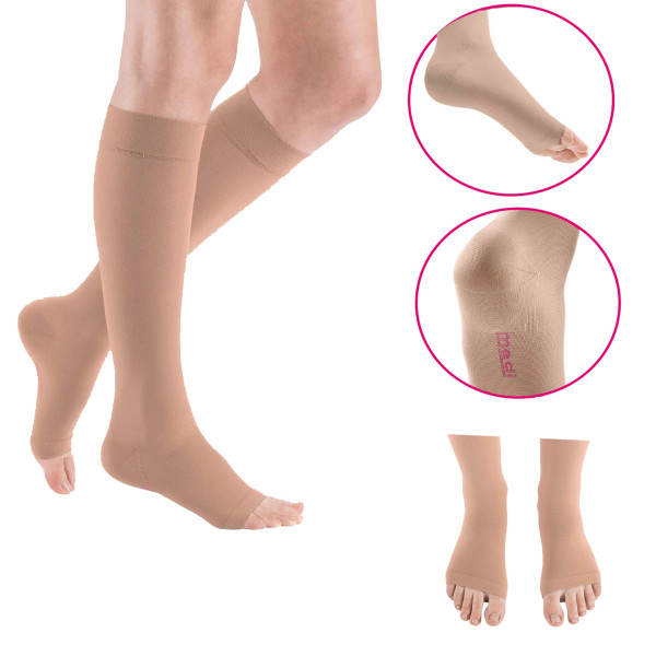 Podkolanówki Przeciwżylakowe MEDIVEN Elegance 2 klasa kompresji Otwarte Krótkie MEDI Kaszmir