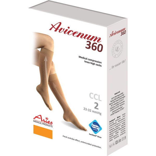Podkolanówki na żylaki 2 go stopnia Aries Avicenum 360 DEN