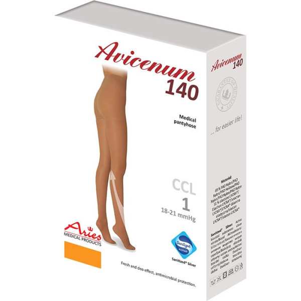 Rajstopy 1 stopień ucisku Aries Avicenum 140 DEN czarne