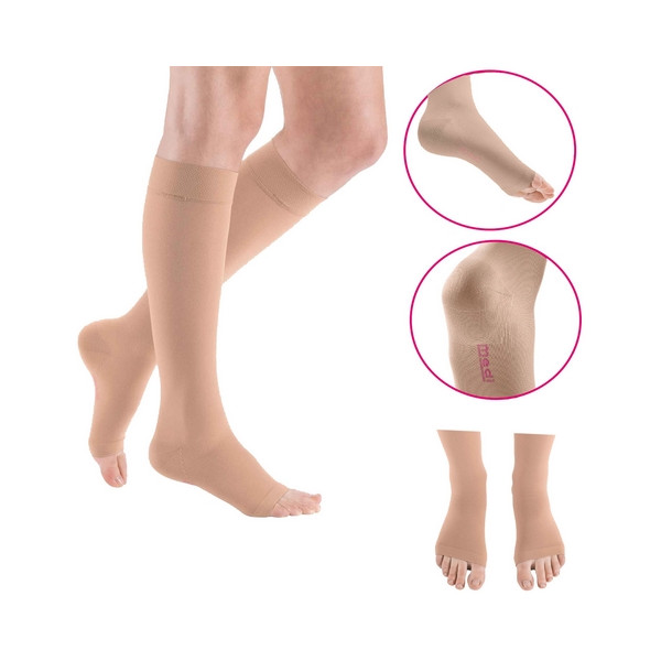 Podkolanówki Przeciwżylakowe Medi Mediven Elegance Carmel Normal Otwarte CCL1