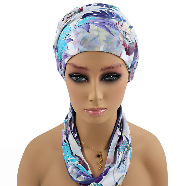 Turban bambusowy z opaską na głowę lub szyję po chemii Grace