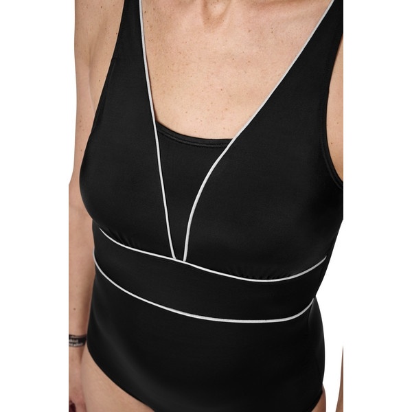 Elegancki czarny gorset kąpielowy do noszenia protezy Amoena Ravello OP 71731