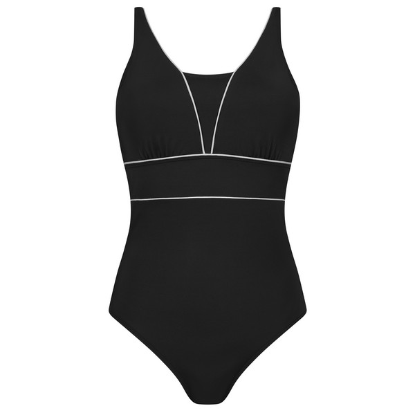 Elegancki czarny gorset kąpielowy do noszenia protezy Amoena Ravello OP 71731