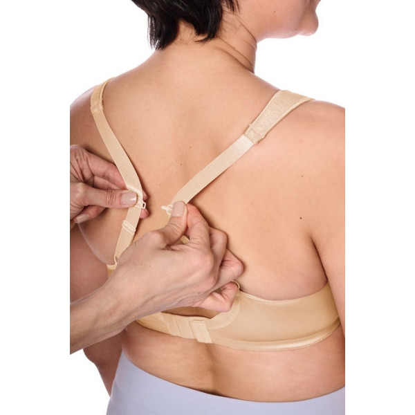 Biustonosz Amoena Lissa SBP beżowy – usztywniany, bez fiszbin, z kieszonkami na protezy piersi, po mastektomii