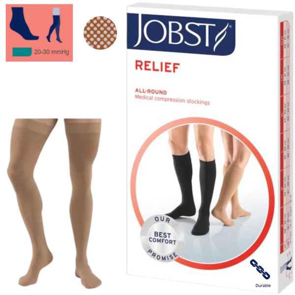 Pończochy uciskowe JOBST Relief II stopień kompresji palce zamknięte, beżowe, 20–30 mmHg, na choroby żylne