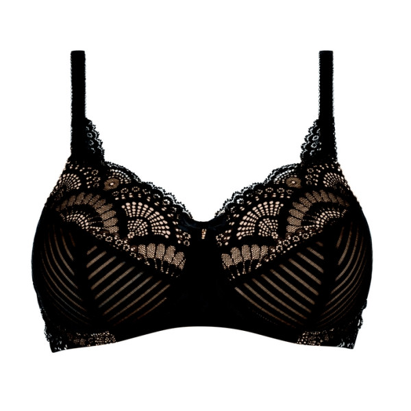 Elegancki czarny biustonosz dla amazonek z koronką Amoena Karolina sbp