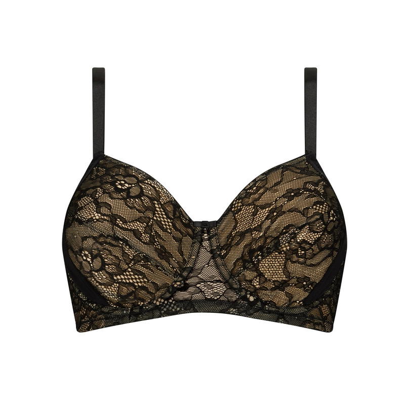 Elegancki koronkowy biustonosz dla amazonek Amoena Camilla WB 44929 black/sand