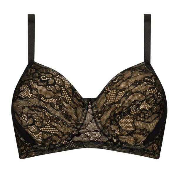 Elegancki koronkowy biustonosz dla amazonek Amoena Camilla WB 44929 black/sand