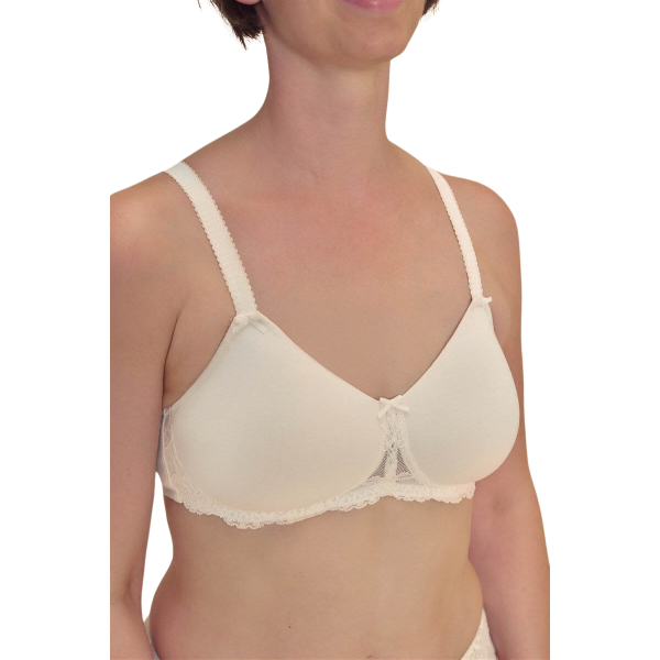 Kremowy gorset protetyczny z koronką dla amazonek Amoena Floria sbp 45122