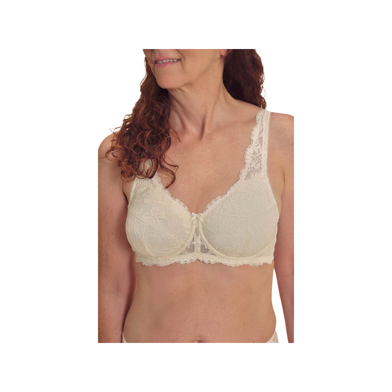 Koronkowy biustonosz na fiszbinach po mastektomii Floria wb 45123 off white